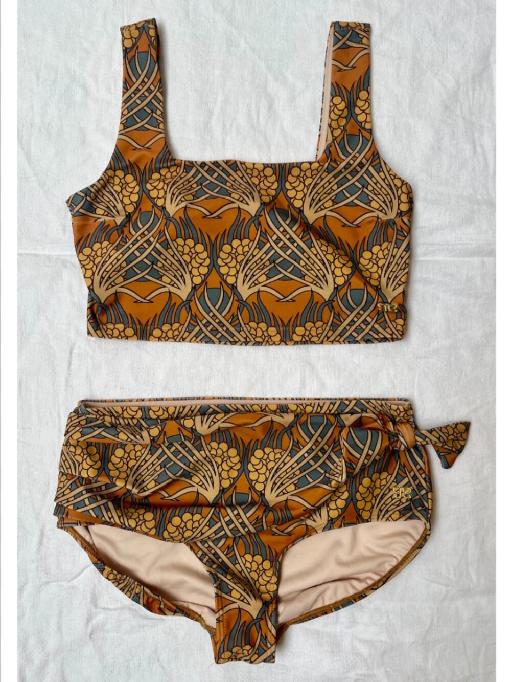Women’s High-Waist Two-Piece Bikini Set in Mustard Floral